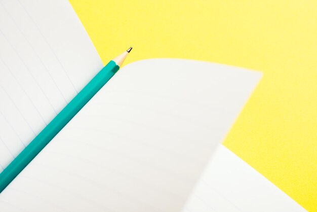 Einfaches Bildungs- und Geschäftskonzept Stillleben Ein Bleistift auf einem offenen Notizbuch