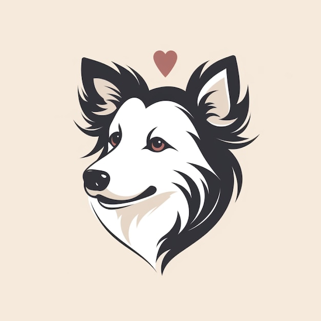 Einfaches Dog-Care-Logo-Design Hundekopf mit Liebesvektor