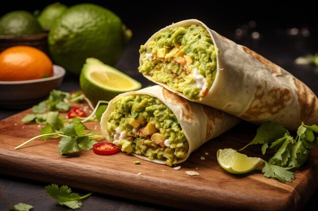 Einfaches Frühstücks-Burrito mit Eiern und Avocado