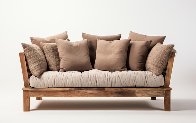 Einfaches Holzsofa mit Polstern