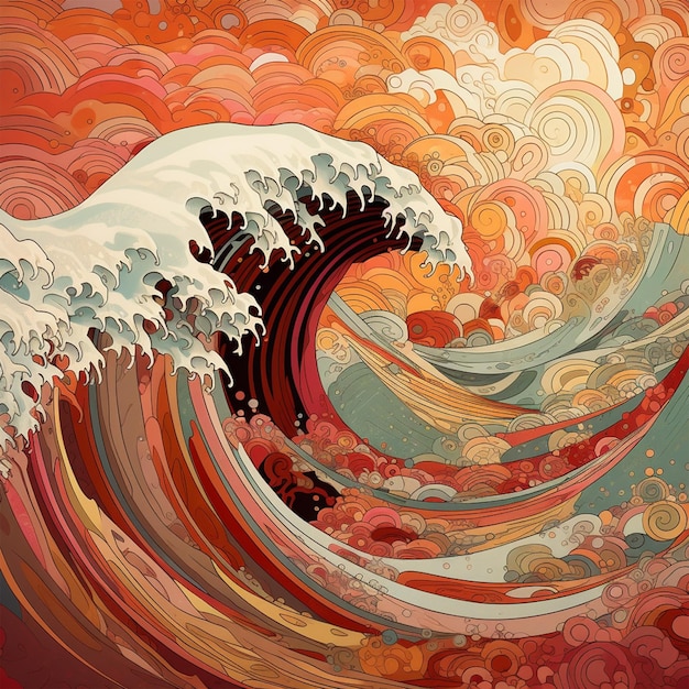 Einfaches künstlerisches Bild einer Welle im Stil