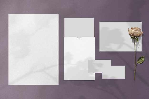 Einfaches Mockup für Unternehmensidentität, PNG-Branding-Schreibwaren-Set