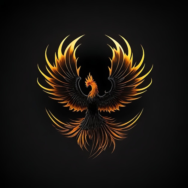 Einfaches Phoenix-Logo auf schwarzem Hintergrund
