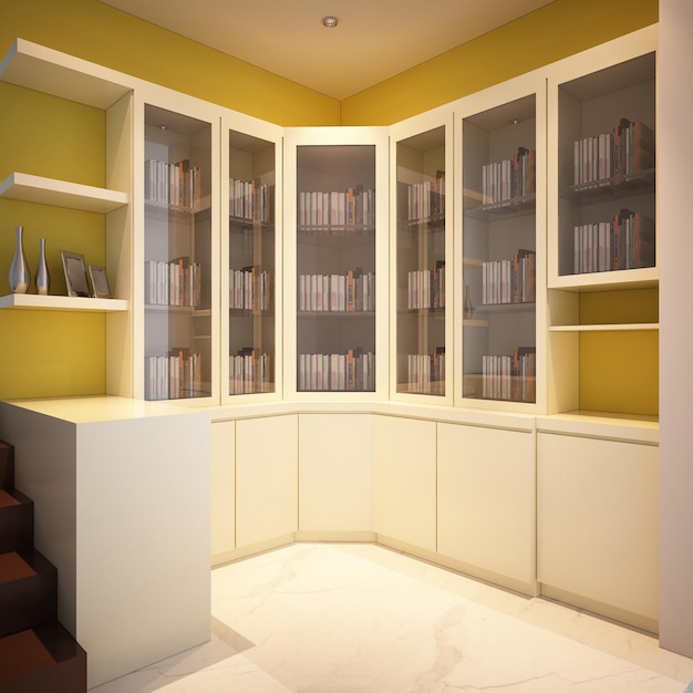 Einfaches und elegantes Innendesign der Bibliothek