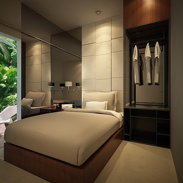 Einfaches und luxuriöses Schlafzimmer-Innendesign