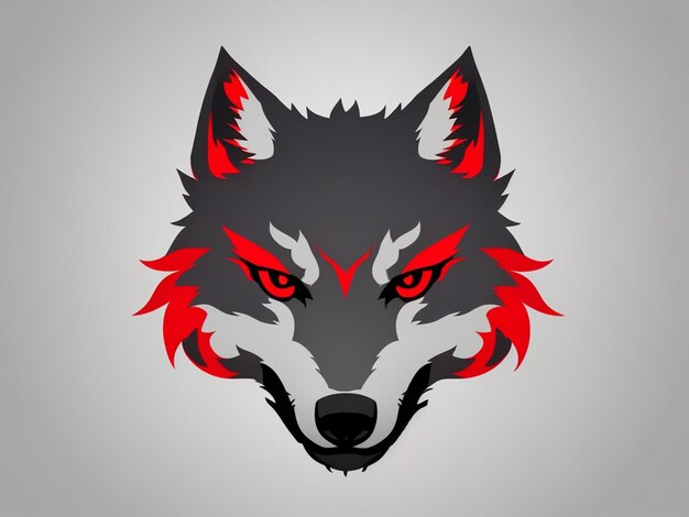 einfaches Wolf-Logo Spiele Augen scharf weißer und roter Vektor