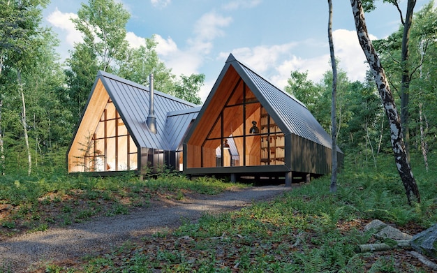 Einfamilienhaus außen im Wald