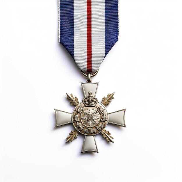 Foto einheitliche graue medaille auf weißem hintergrundbild