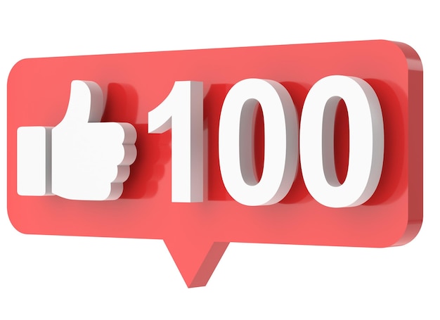 Einhundert Likes 100 Likes Like Icon 3D-Darstellung