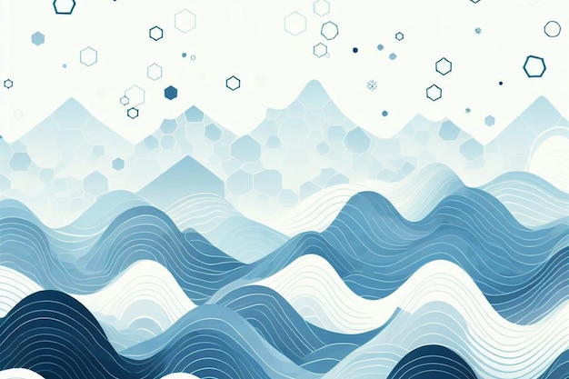 Einige blaue Sechsecke tanzen auf einem weißen Hintergrund abstraktes Tech-Design