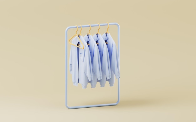 Einige Hemden mit gelbem Hintergrund 3D-Rendering