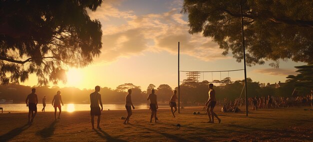 einige traditionelle australische Sportarten wie Cricket-Beachvolleyball