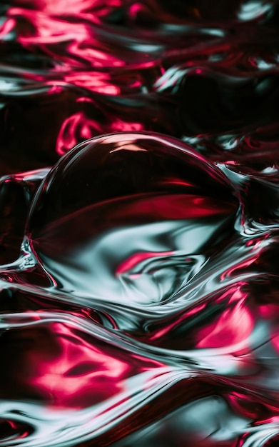 Einige Unterbrechung Zeit gestoppt Wasser Hintergrund in schwarzen roten und magenta Töne mit dem Licht reflektieren