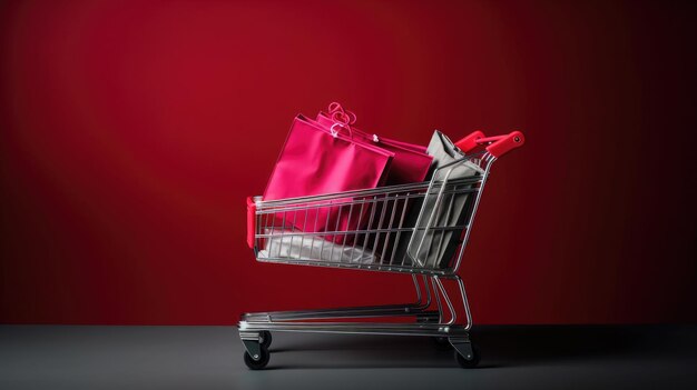 Foto einkaufshintergrund im supermarkt mit einkaufswagen ki generativ