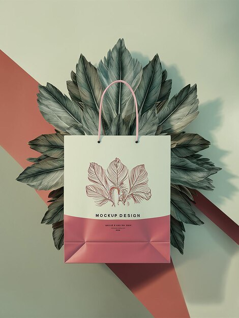 Foto einkaufstasche jpg mockup-tasche mit einer kräftigen rosa basis