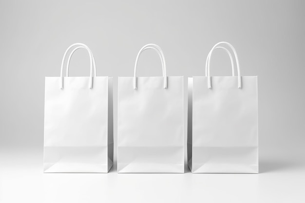 Foto einkaufstaschen-mockup-design auf weißem hintergrund generative ki