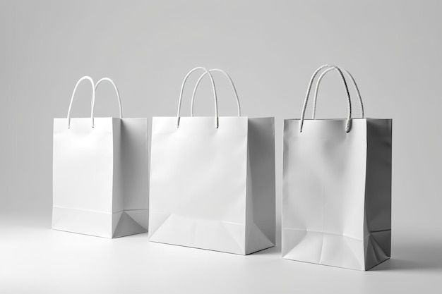 Einkaufstaschen-Mockup-Design auf weißem Hintergrund Generative KI