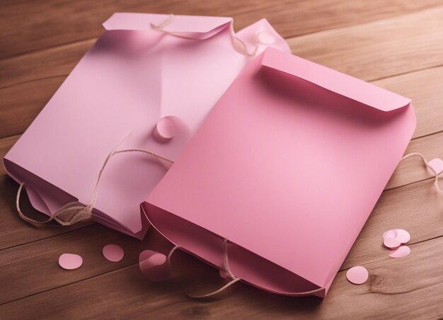 Einkaufstaschen-Mockup rosa leere Papiertüten