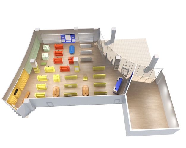 Einkaufszentrum Innenvisualisierung 3D-Darstellung cg render