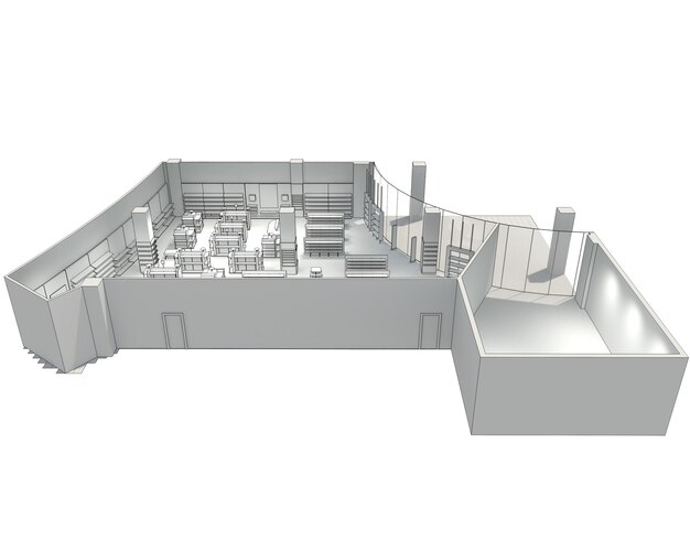 Einkaufszentrum Innenvisualisierung 3D-Darstellung cg render