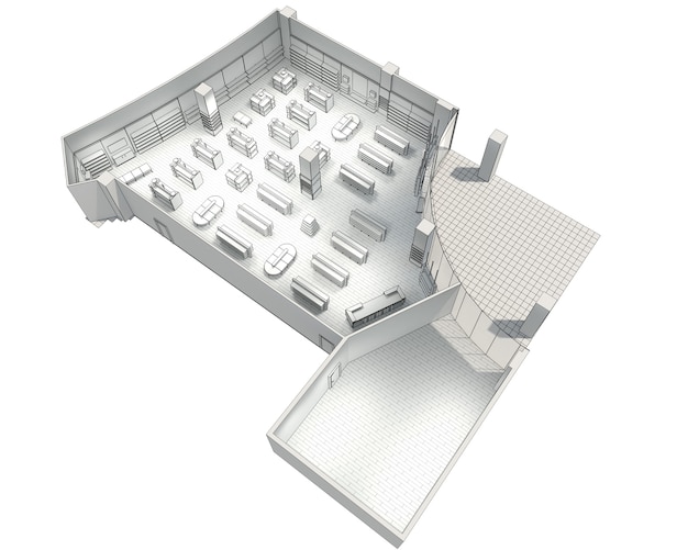 Einkaufszentrum Innenvisualisierung 3D-Darstellung cg render