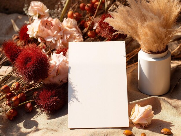 Einladung Blumen-Flatlay