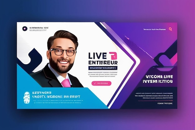 Einladung für ein Live-Webinar-Banner und eine Vorlage für eine Social-Media-Post für ein Business-Webinar.