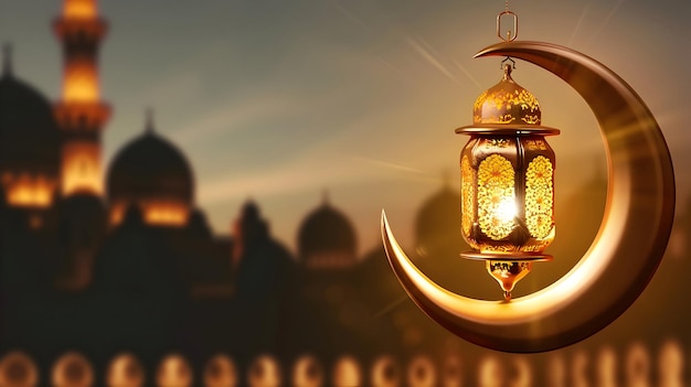 Einladung zum Iftar-Dinner im heiligen Monat Ramadan mit Laterne und arabischem islamischem Ornament