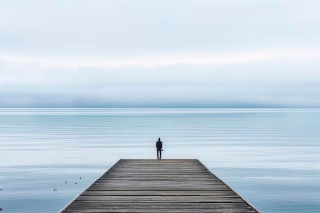 Foto einsame silhouette am sea pier