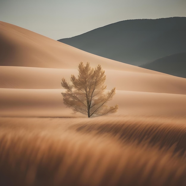 Einsamer Baum in den Sanddünen der Wüste