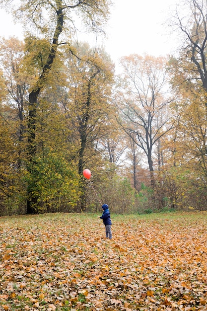 Einsamer Junge, der im Park geht