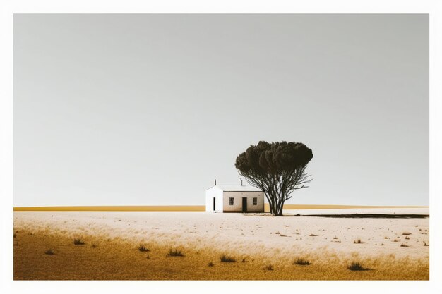 Einsames Haus in der Wüste mit einem Baum Illustration AI Generative
