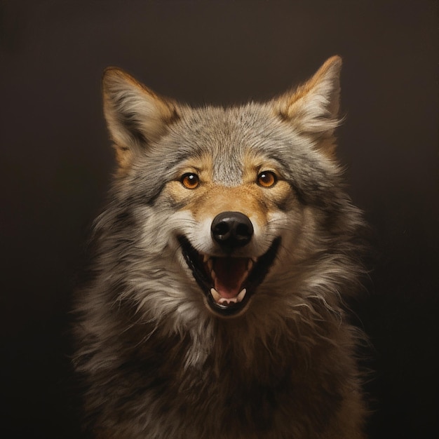Einsames Wolf-Lächeln-Porträt