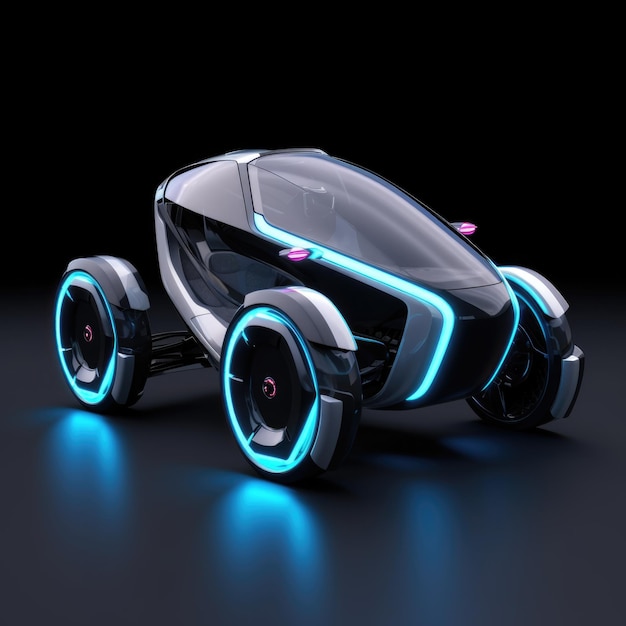 Einsitziges, dreirädriges Miniauto im futuristischen Design mit wetterfester Schale