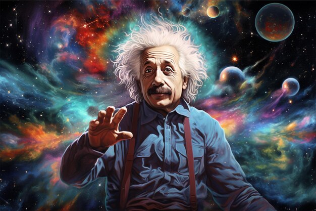 Foto einstein mit science cosmic