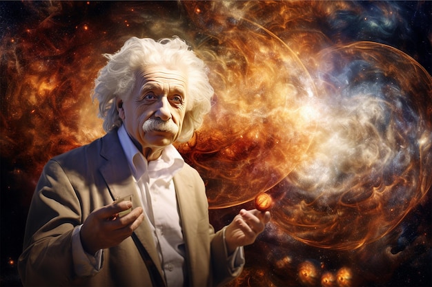 Foto einstein mit science cosmic