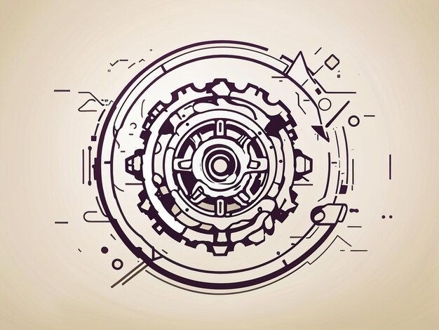 Einstellungen Getriebe Ikon Abstrakt geometrisches Design Linien Dreiecke Partikel Moderne Technologie Inn