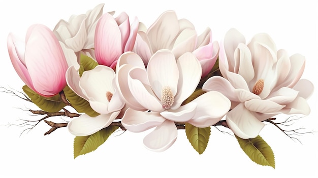 Einwändiger, wunderschön blühender Magnolienblumenstrauß