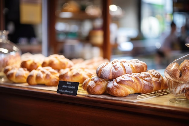 Einzelhandelsbäckerei mit einem Regal mit verschiedenen Backwaren