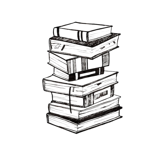 Einzelne Abbildung eines Stapels von Büchern unterschiedlicher Größe