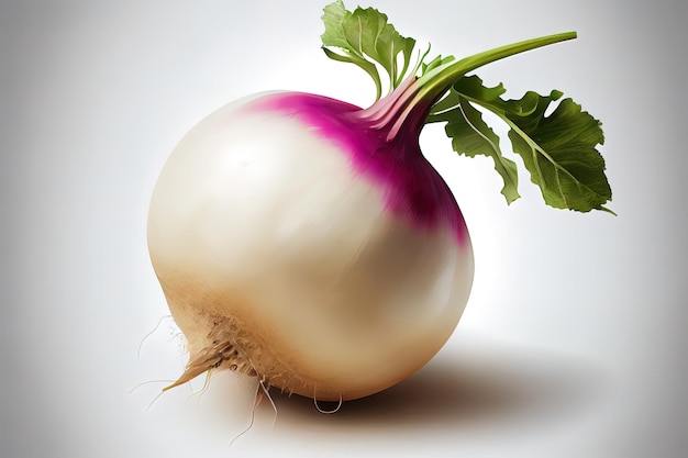 Einzelne frische Kohlrabi isoliert auf weißem Hintergrund Generative Ai