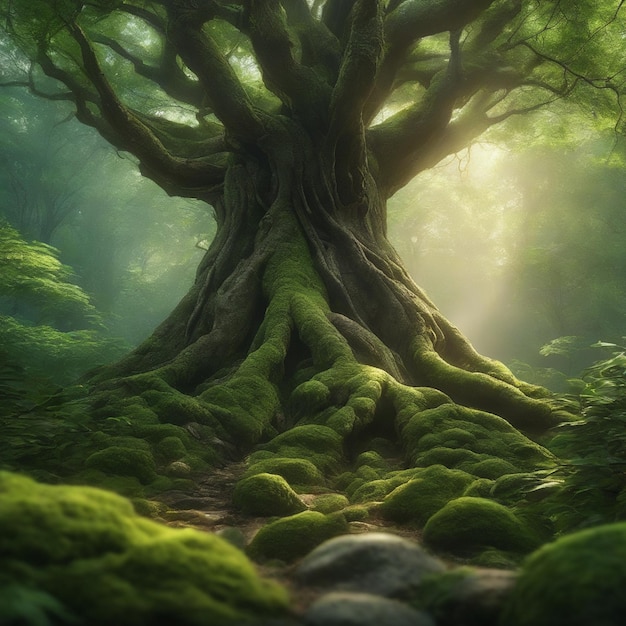 Foto einzelne isolierte bäume im wald