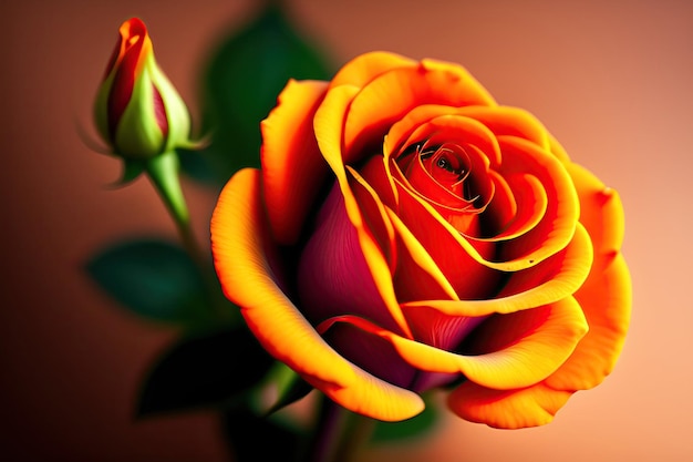 Einzelne leuchtend orange Rose