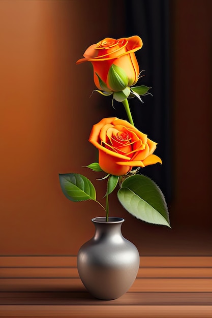 Einzelne leuchtende orangefarbene Rose