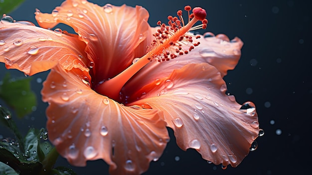 Einzelne Makro-Pfirsich-Hibiskus-Blume für Hintergrund