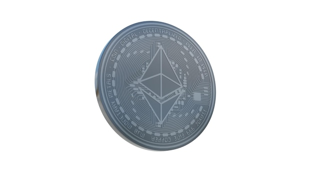 Foto einzelne silber-ethereum-kryptowährung