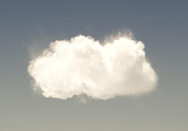 Einzelne Wolke, die über einem tiefblauen Gradienten Himmel isoliert sind, realistische Wolken 3D-Illustration Cloud-Form-Rendering