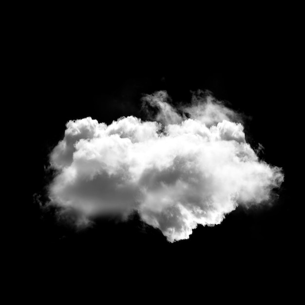 Einzelne Wolke über schwarzem Hintergrund 3D-Illustration