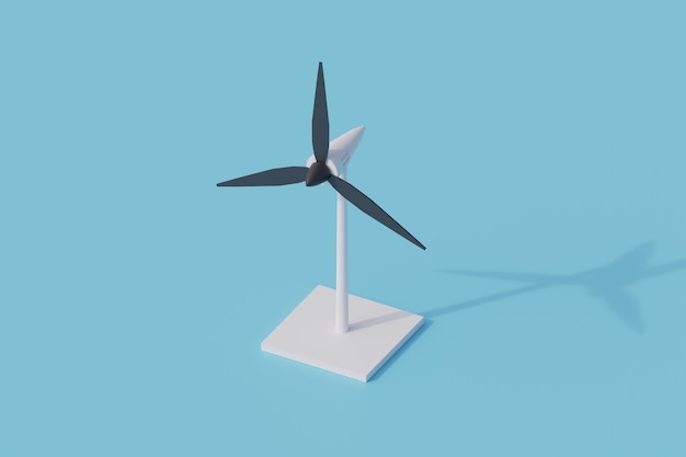Einzelnes isoliertes objekt der windkraftanlage. 3d-render-illustration isometrisch