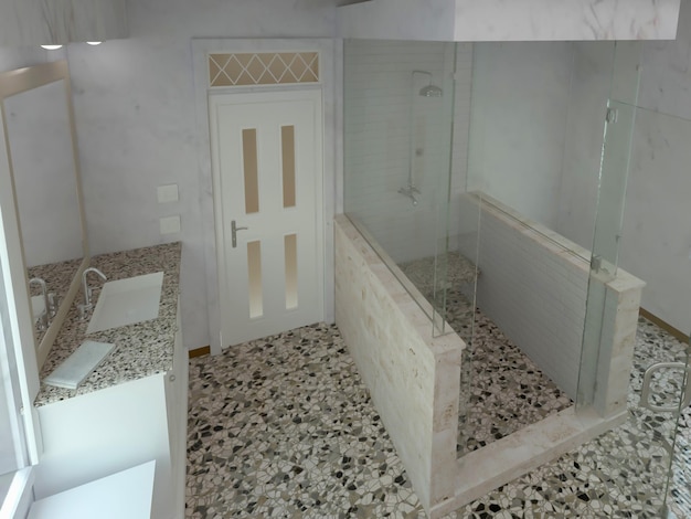 Foto einzigartige moderne badezimmer-innenarchitektur 3d-rendering-inspiration